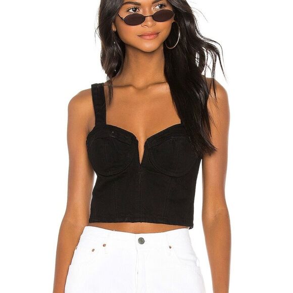 GRLFRND Ariel Black Denim Bralette Top - Picture 8 of 8